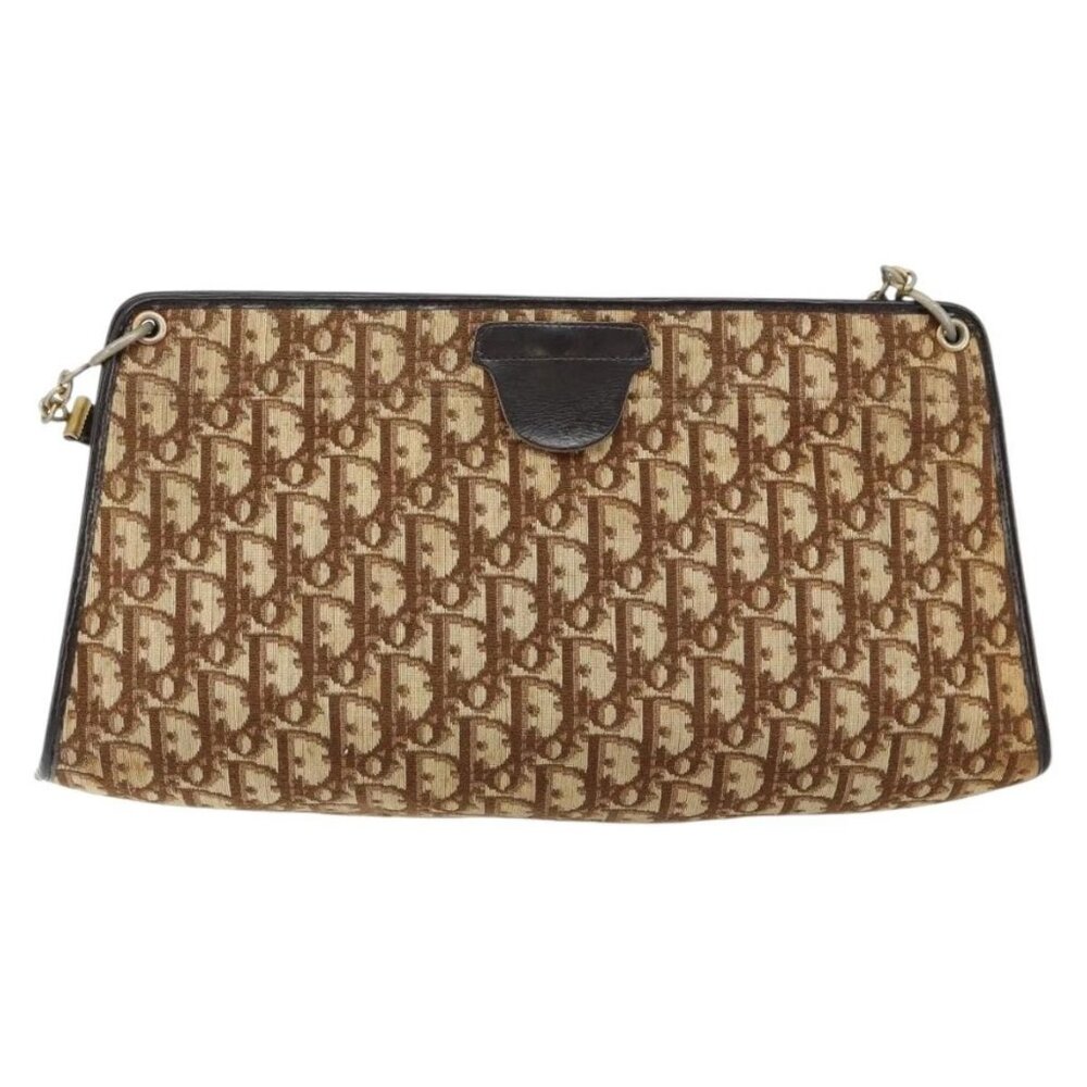 Christian Dior Trotter Canvas Shoulder Bag Brown Gold Auth 147503 - Picture 2 of 15